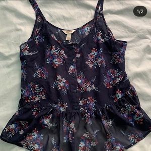 Navy Floral Top